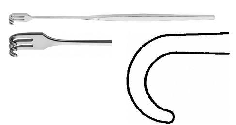 РЕТРАКТОР 3-ЗУБ. ТУП. T МАЛ. ВИГНУТ. 165MM